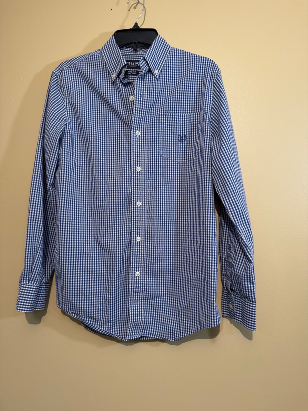 Chaps Men's Blue and White Gingham Button-Down Shirt
